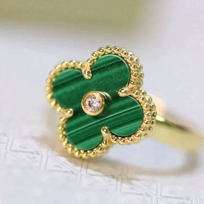 [Perla Lux]CLOVER MALACHITE RING GOLD DIAMOND