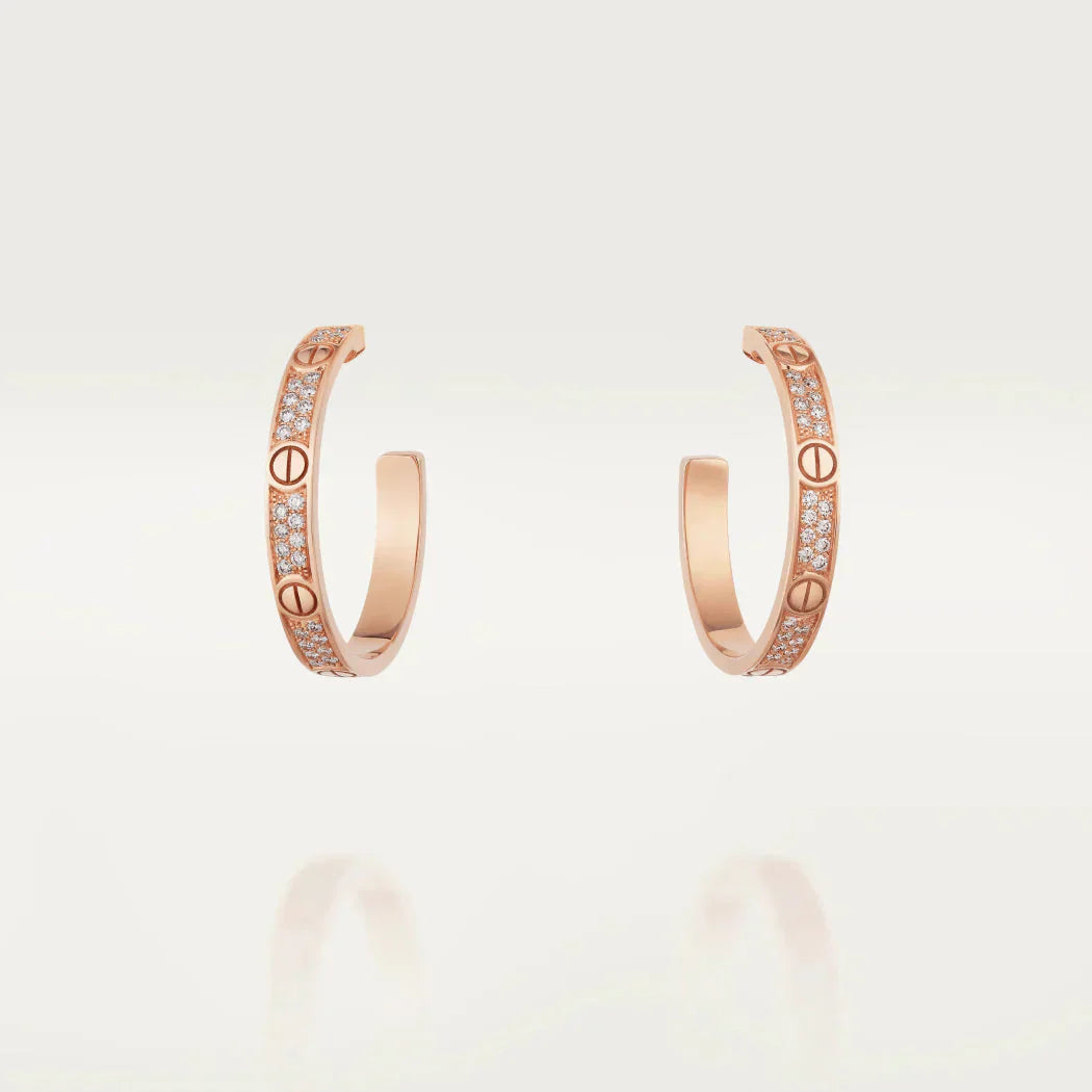 [Perla Lux]LOVE DIAMOND PINK GOLD HOOP EARRINGS