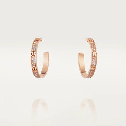 [Perla Lux]LOVE DIAMOND PINK GOLD HOOP EARRINGS
