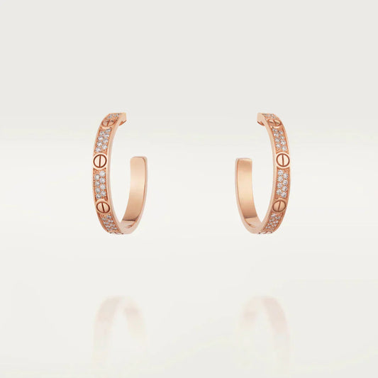 [Perla Lux]LOVE DIAMOND PINK GOLD HOOP EARRINGS