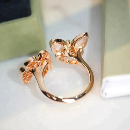 [Perla Lux]TWIN BUTTERFLY DIAMOND MOP RING