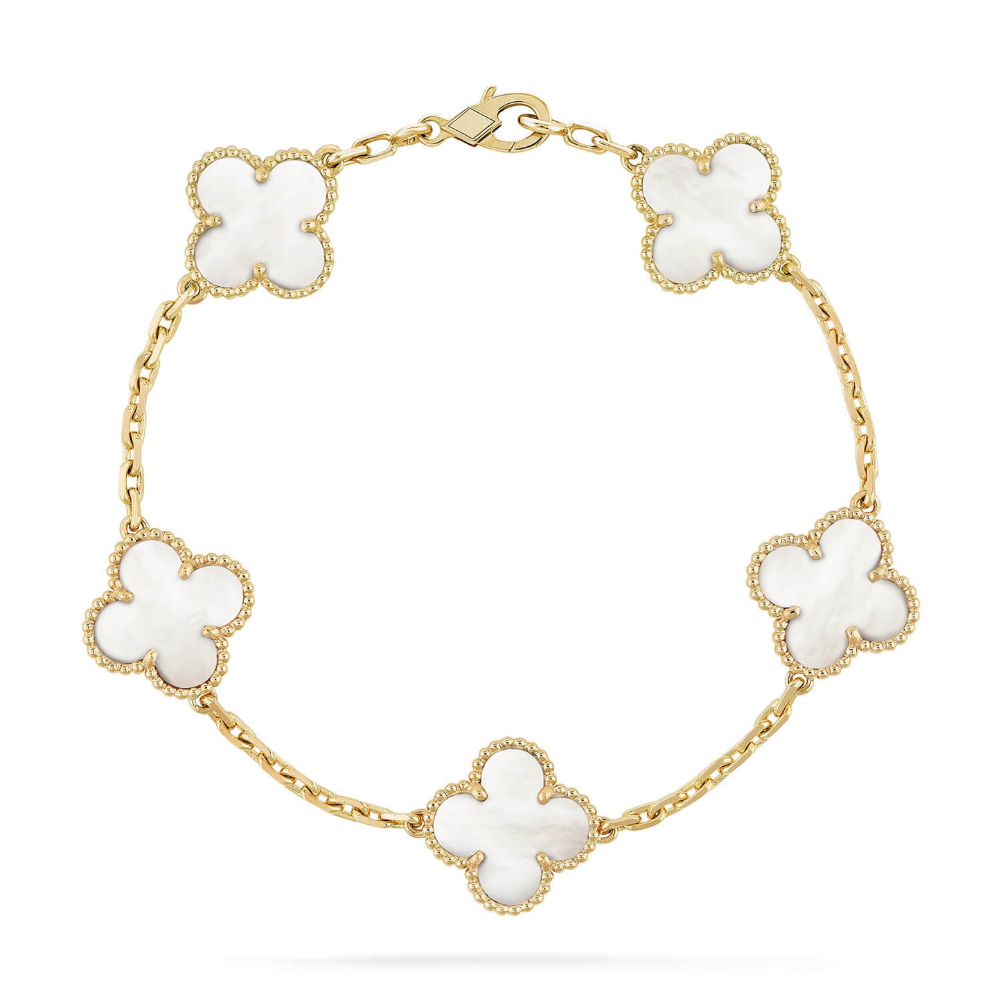 [Perla Lux]CLOVER  5 MOTIF WHITE MOP BRACELET
