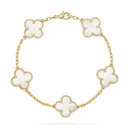 [Perla Lux]CLOVER  5 MOTIF WHITE MOP BRACELET