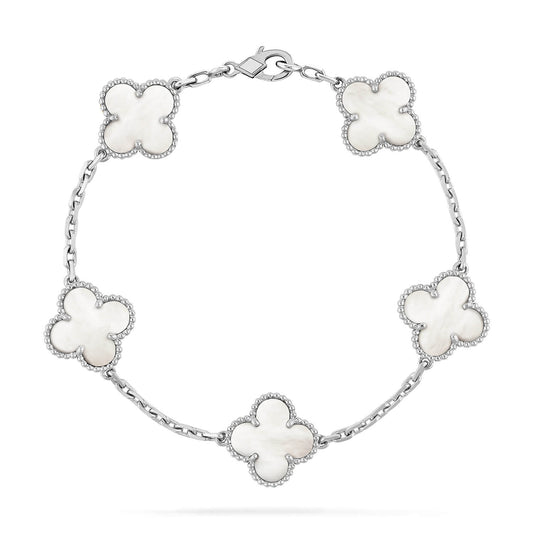 [Perla Lux]CLOVER SILVER MOP 5 MOTIF BRACELET