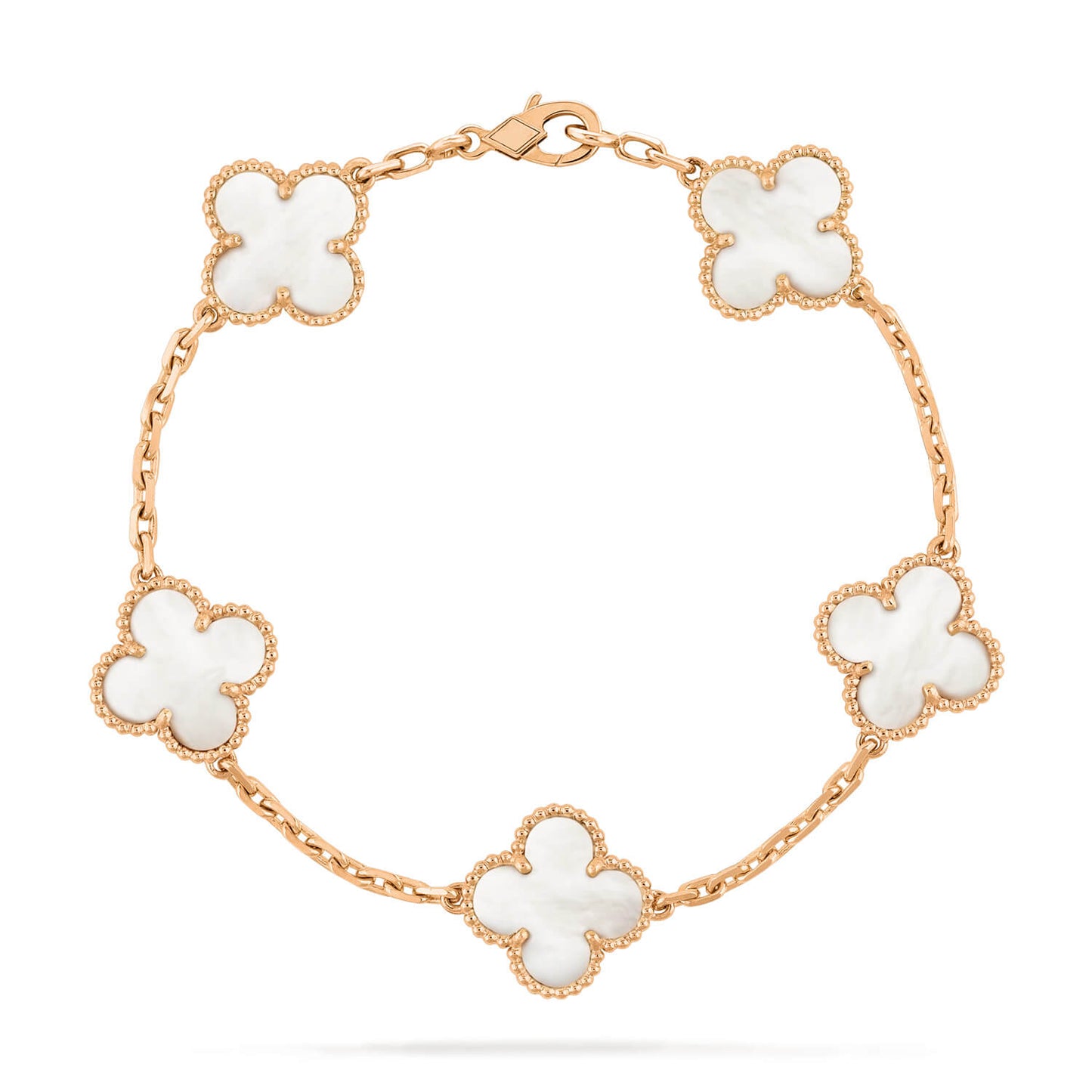 [Perla Lux]CLOVER  5 MOTIF WHITE MOP BRACELET