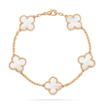 [Perla Lux]CLOVER  5 MOTIF WHITE MOP BRACELET