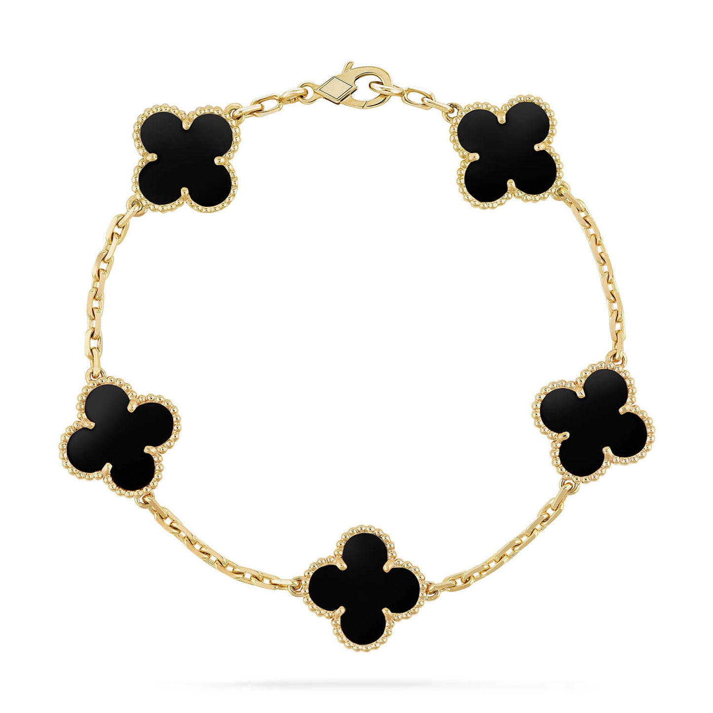 [Perla Lux]CLOVER  5 MOTIFS BLACK ONYX BRACELET