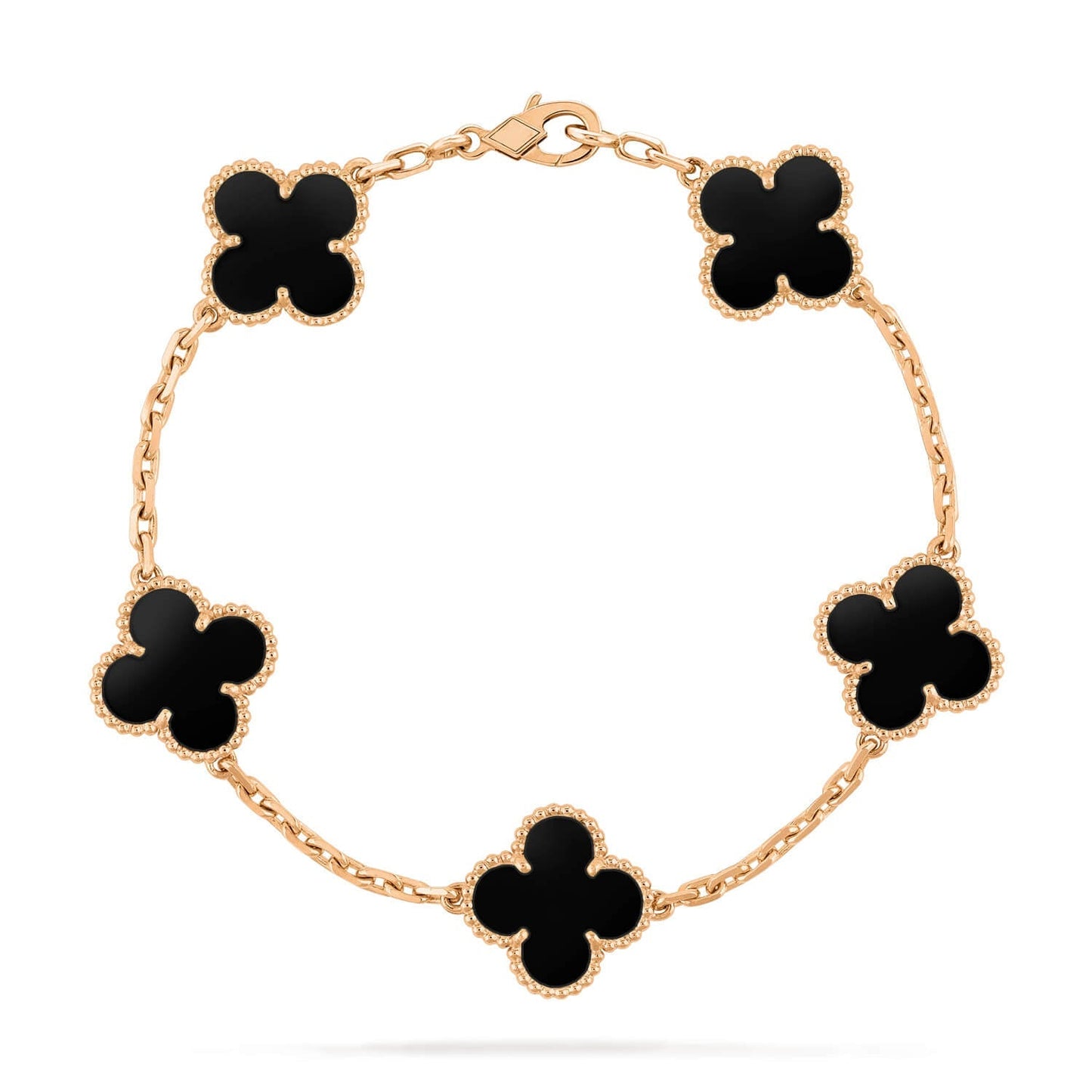 [Perla Lux]CLOVER  5 MOTIFS BLACK ONYX BRACELET
