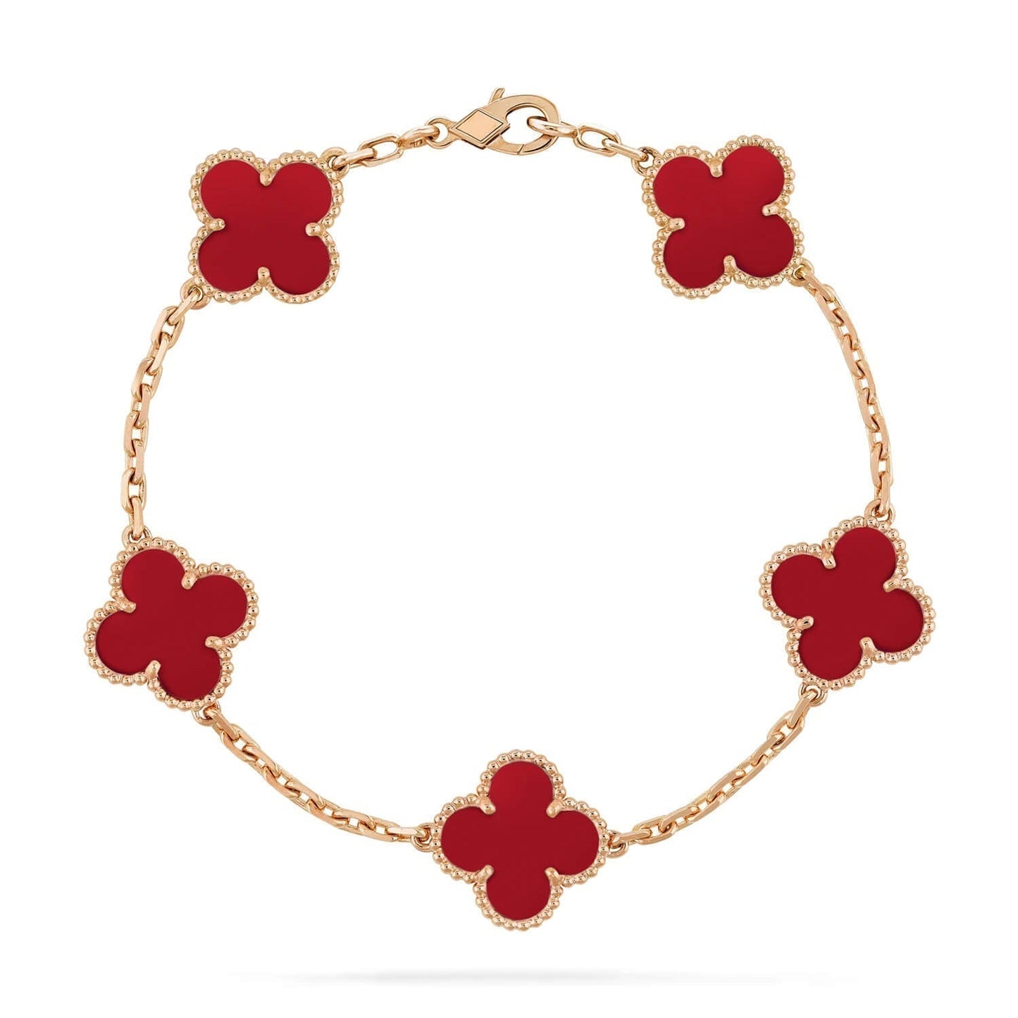 [Perla Lux]CLOVER 5 MOTIFS RED AGATE  BRACELET