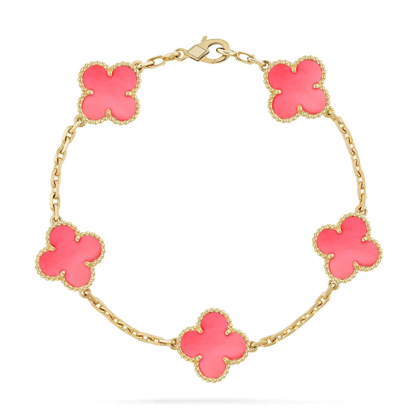 [Perla Lux]CLOVER 5 PINK MOP BRACELET