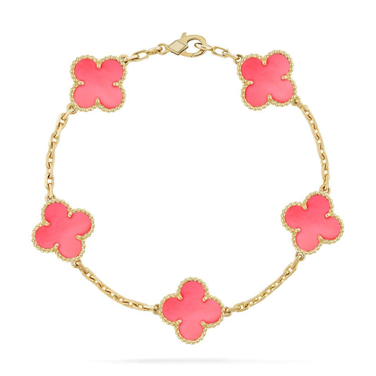 [Perla Lux]CLOVER 5 PINK MOP BRACELET