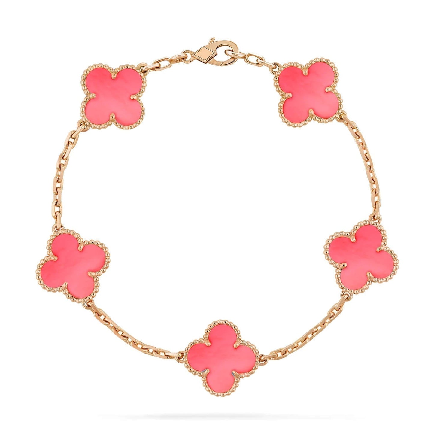 [Perla Lux]CLOVER 5 PINK MOP BRACELET