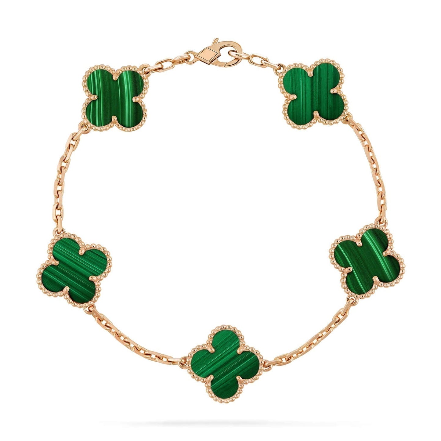 [Perla Lux]CLOVER 5 MOTIFS MALACHITE BRACELET