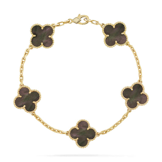 [Perla Lux]CLOVER 5 MOTIF GRAY MOP  BRACELET