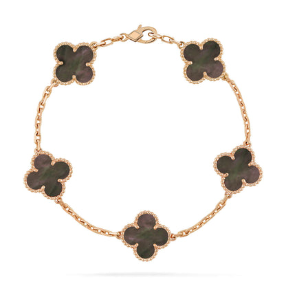 [Perla Lux]CLOVER 5 MOTIF GRAY MOP  BRACELET
