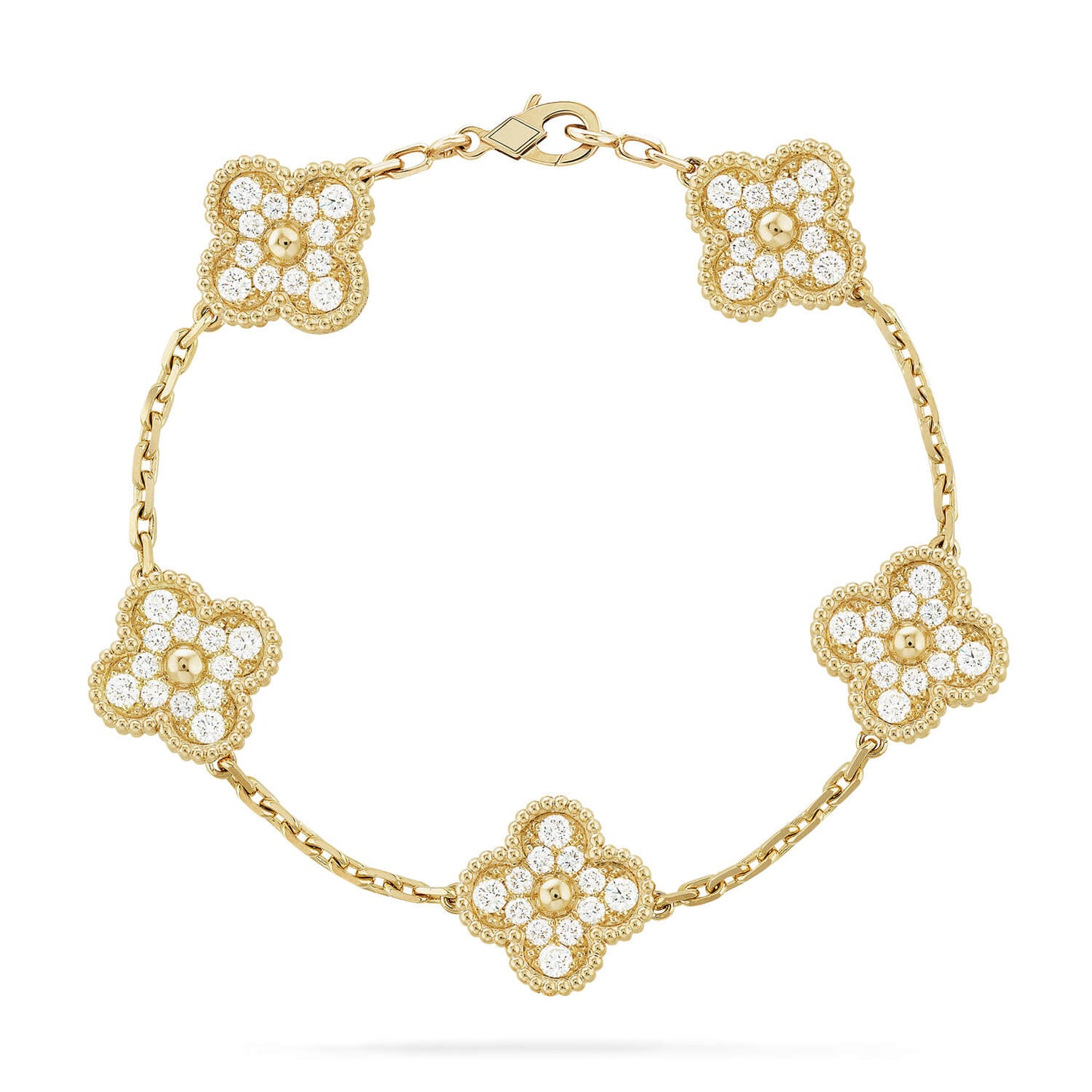 [Perla Lux]CLOVER 5 MOTIFS  FULL DIAMOND BRACELET