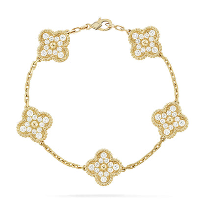 [Perla Lux]CLOVER 5 MOTIFS  FULL DIAMOND BRACELET