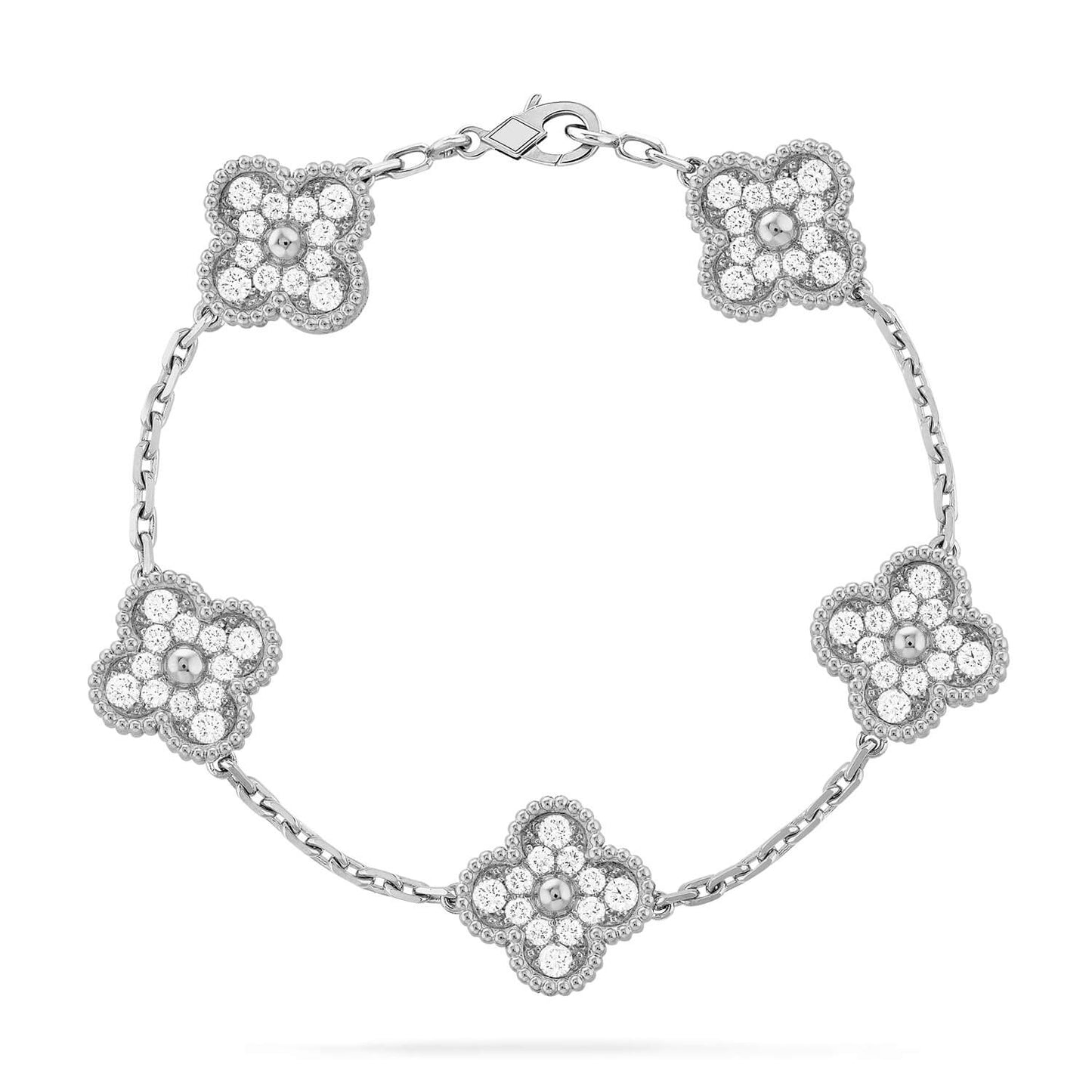 [Perla Lux]CLOVER 5 MOTIFS  DIAMOND BRACELET SILVER