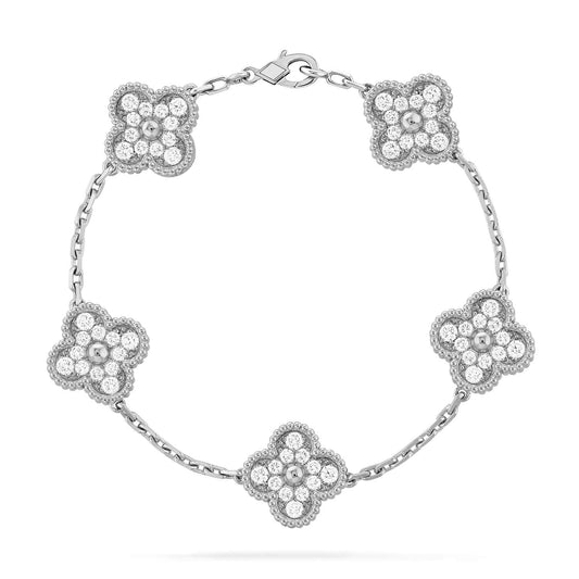 [Perla Lux]CLOVER 5 MOTIFS  DIAMOND BRACELET SILVER