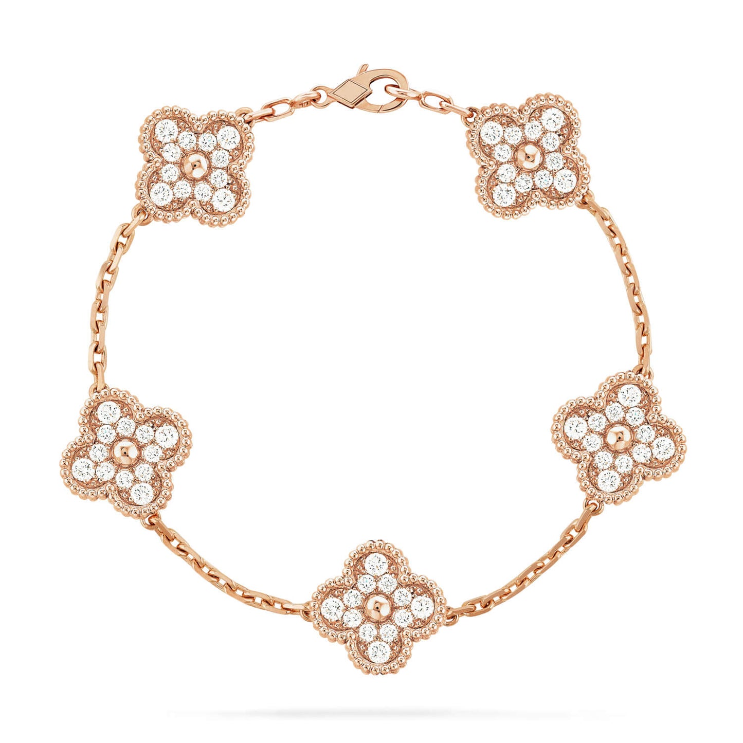 [Perla Lux]CLOVER 5 MOTIFS  FULL DIAMOND BRACELET