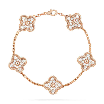 [Perla Lux]CLOVER 5 MOTIFS  FULL DIAMOND BRACELET