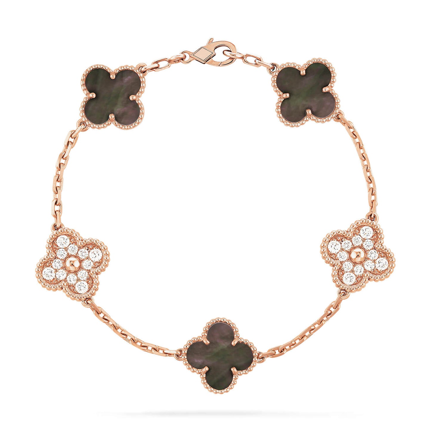 [Perla Lux]CLOVER 5 MOTIF GRAY MOP DIAMOND BRACELET
