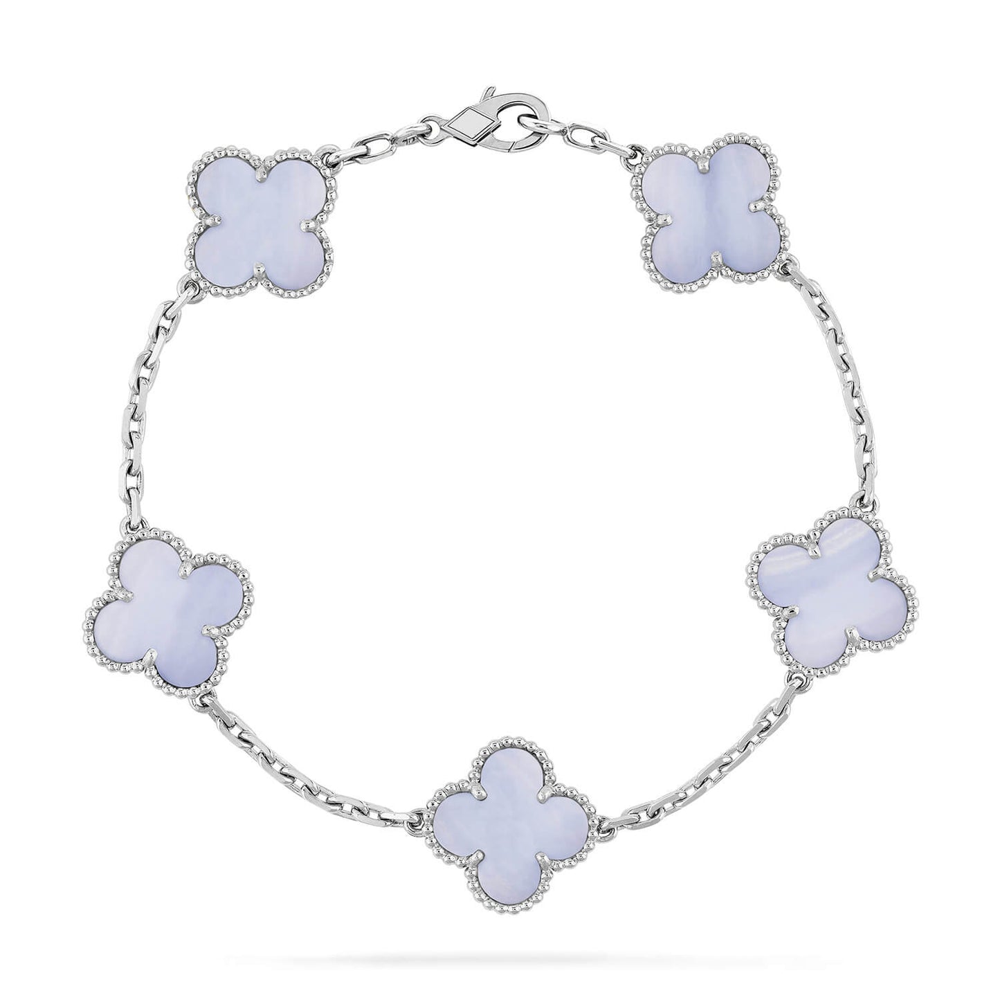 [Perla Lux]CLOVER  5 MOTIF PURPLE CHALCEDONY BRACELET SILVER