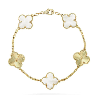 [Perla Lux]CLOVER BRACELET 5 MOTIF WHITE MOP PINK GOLD