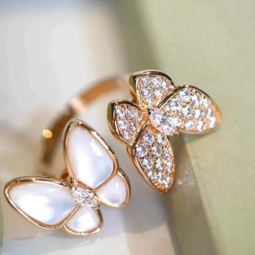[Perla Lux]TWIN BUTTERFLY DIAMOND MOP RING
