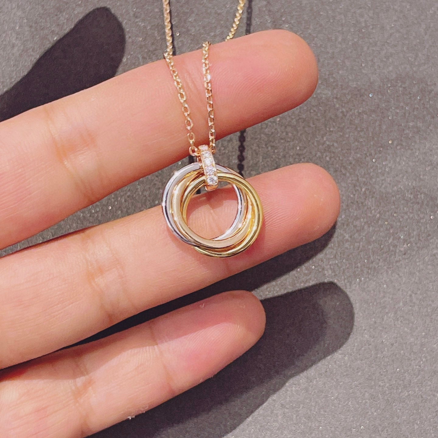 [Perla Lux]TRINITY NECKLACE GOLD  DIAMONDS