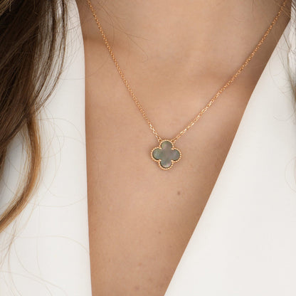 [Perla Lux]CLOVER 15MM  GRAY MOTHER OF PEARL NECKLACE
