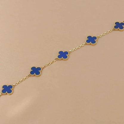 [Perla Lux]CLOVER 5 MOTIFS BLUE AGATE BRACELET