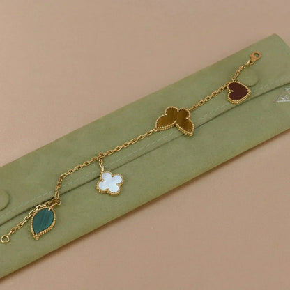 [Perla Lux]LUCKY SPRING 5 MOTIF GOLD BRACELET