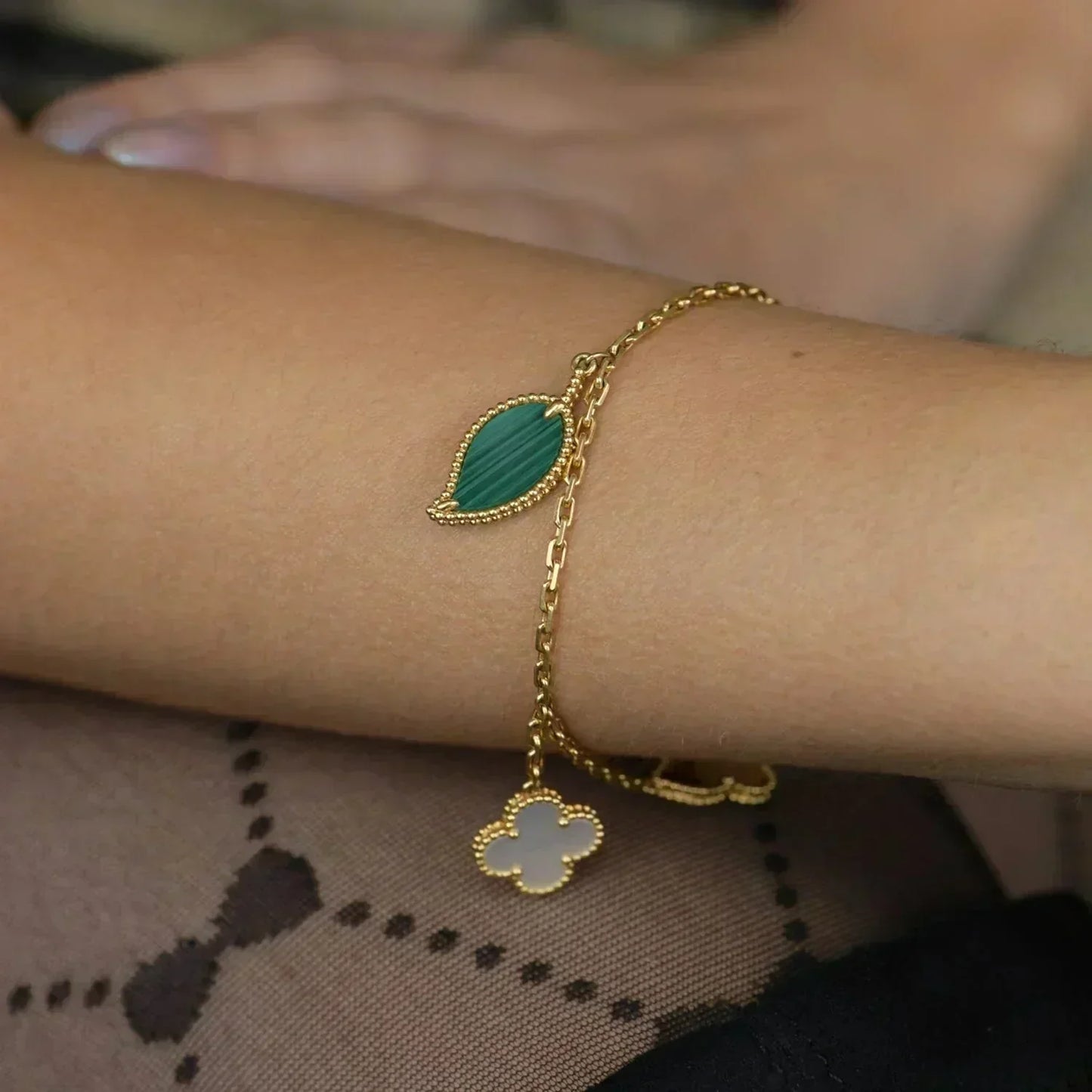 [Perla Lux]LUCKY SPRING 5 MOTIF GOLD BRACELET