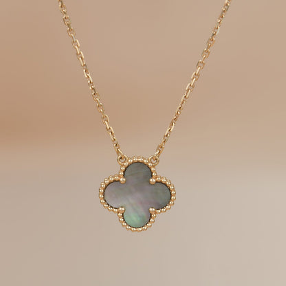 [Perla Lux]CLOVER 15MM  GRAY MOTHER OF PEARL NECKLACE