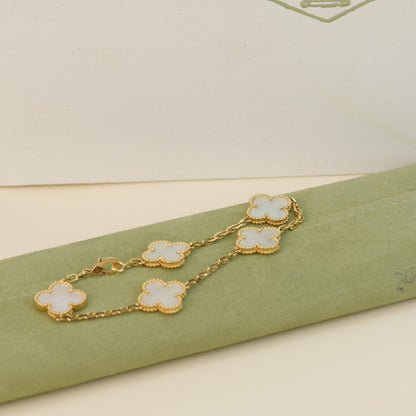 [Perla Lux]CLOVER  5 MOTIF WHITE MOP BRACELET