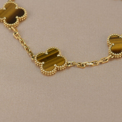 [Perla Lux]CLOVER  5 MOTIFS TIGER EYE BRACELET