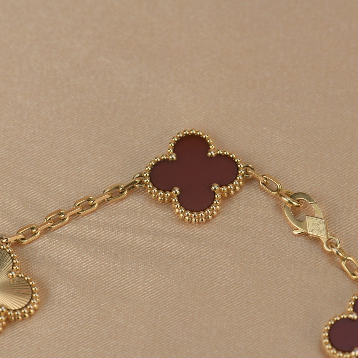 [Perla Lux]CLOVER  5 MOTIFS CARNELIAN GOLD BRACELET