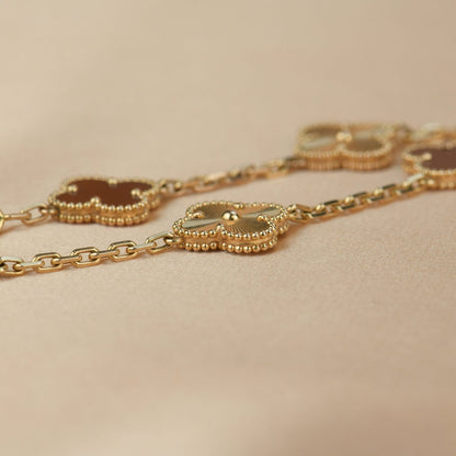[Perla Lux]CLOVER  5 MOTIFS CARNELIAN GOLD BRACELET