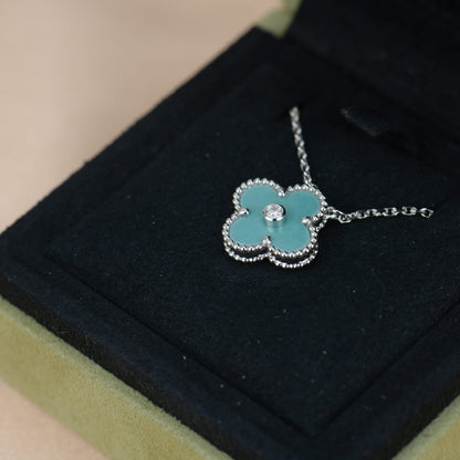 [Perla Lux]CLOVER 15MM DIAMOND SVRES PORCELAIN  NECKLACE SILVER