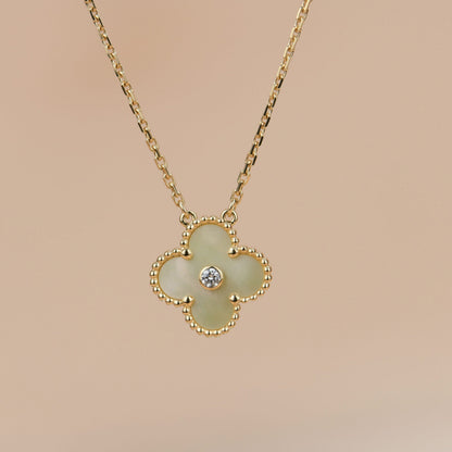 [Perla Lux]CLOVER 15MM DIAMOND GOLD MOTHER OF PEARL NECKLACE