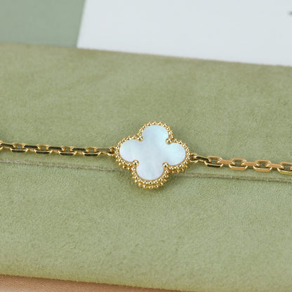 [Perla Lux]CLOVER  5 MOTIF WHITE MOP BRACELET