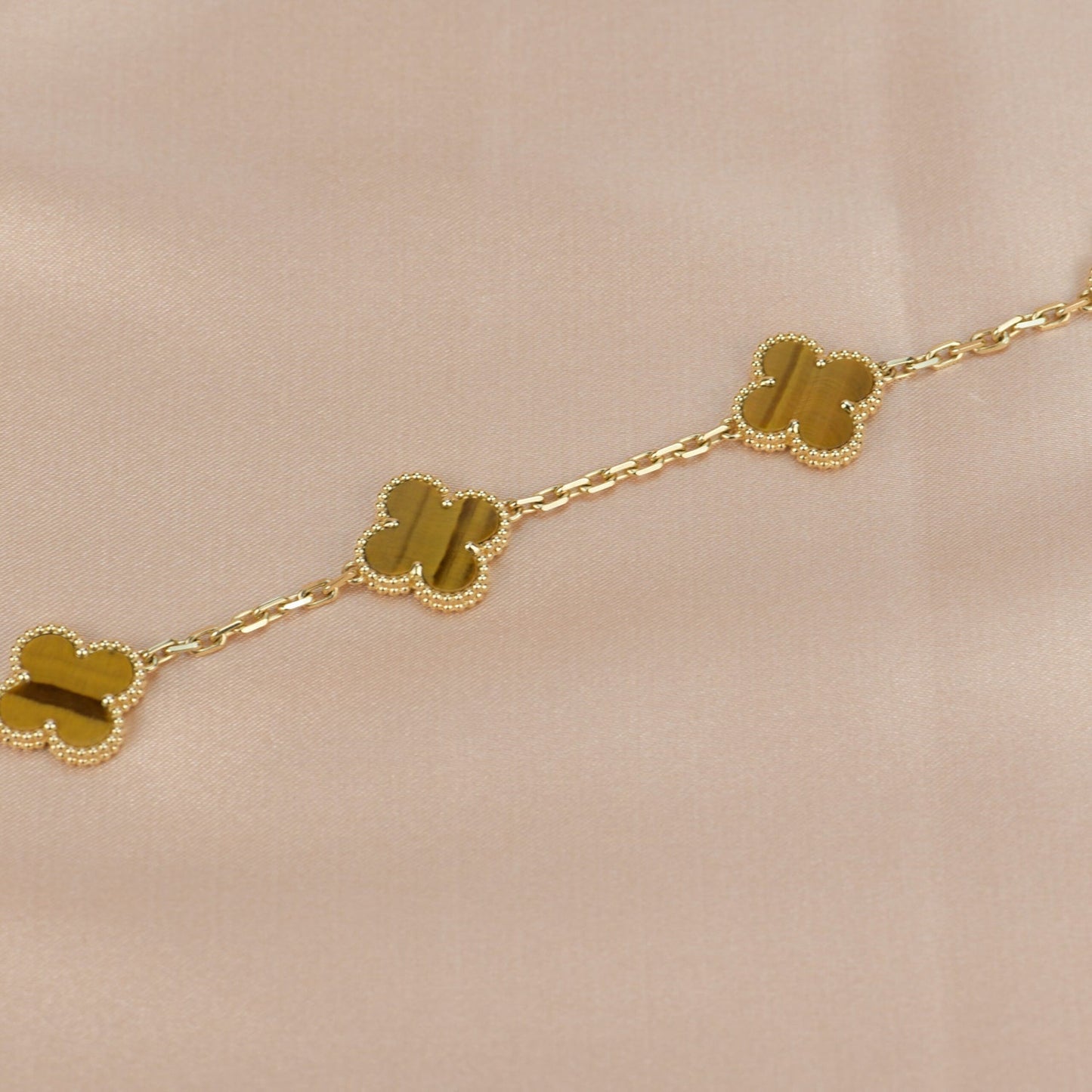 [Perla Lux]CLOVER  5 MOTIFS TIGER EYE BRACELET