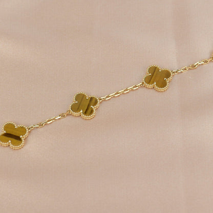 [Perla Lux]CLOVER  5 MOTIFS TIGER EYE BRACELET