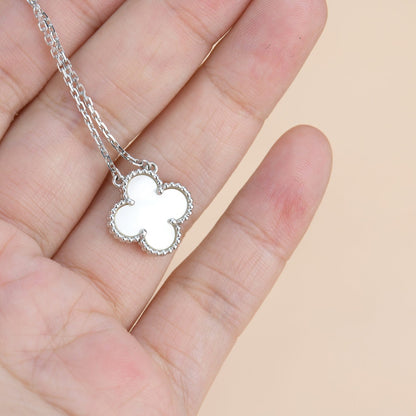 [Perla Lux]CLOVER  15MM WHITE MOTHER-OF-PEARL SILVER