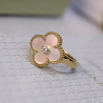 [Perla Lux]CLOVER PINK MOP RING GOLD DIAMOND