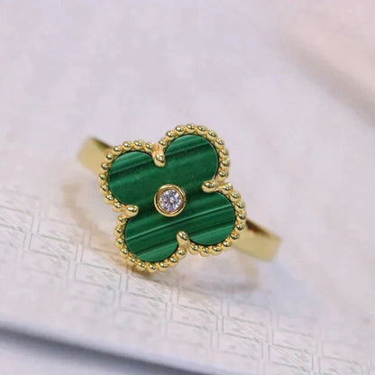 [Perla Lux]CLOVER MALACHITE RING GOLD DIAMOND