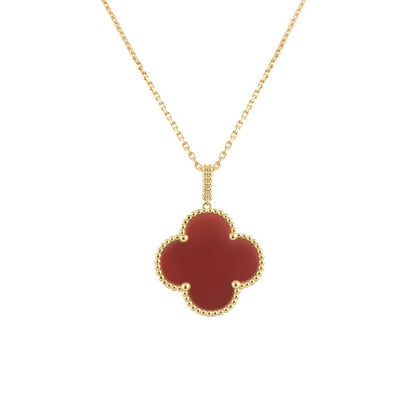 [Perla Lux]CLOVER 25MM NECKLACE GOLD CARNELIAN