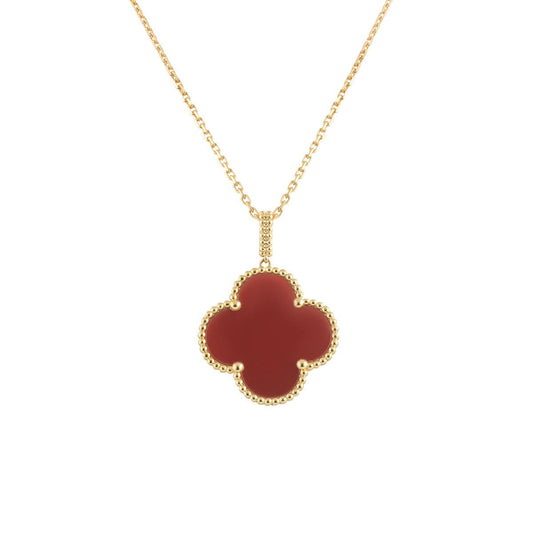 [Perla Lux]CLOVER 25MM NECKLACE GOLD CARNELIAN