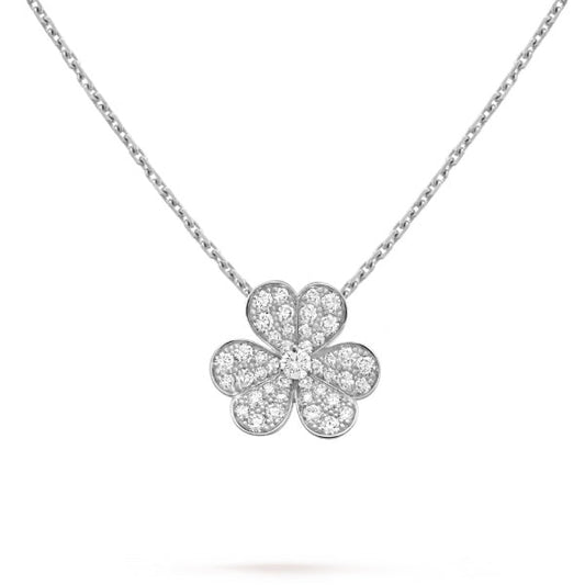 [Perla Lux]CLOVER DIAMOND NECKLACE SILVER